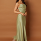 Jarlo green satin maxi dress with cami straps