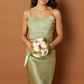 Jarlo green satin maxi dress with cami straps