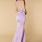 Jarlo lilac satin cowl back maxi dress with cross straps