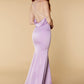 Jarlo lilac satin cowl back maxi dress with cross straps