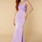 Jarlo lilac satin maxi dress with cross straps