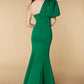 Jarlo Genevieve one shoulder puff sleeve green scuba maxi dress