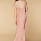 Jarlo Juni one shoulder pink satin maxi with cowl neck