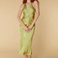 Kylie Deep V Midi Dress with Knot Front Detail