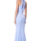 Jarlo blue halter neck fishtail maxi dress