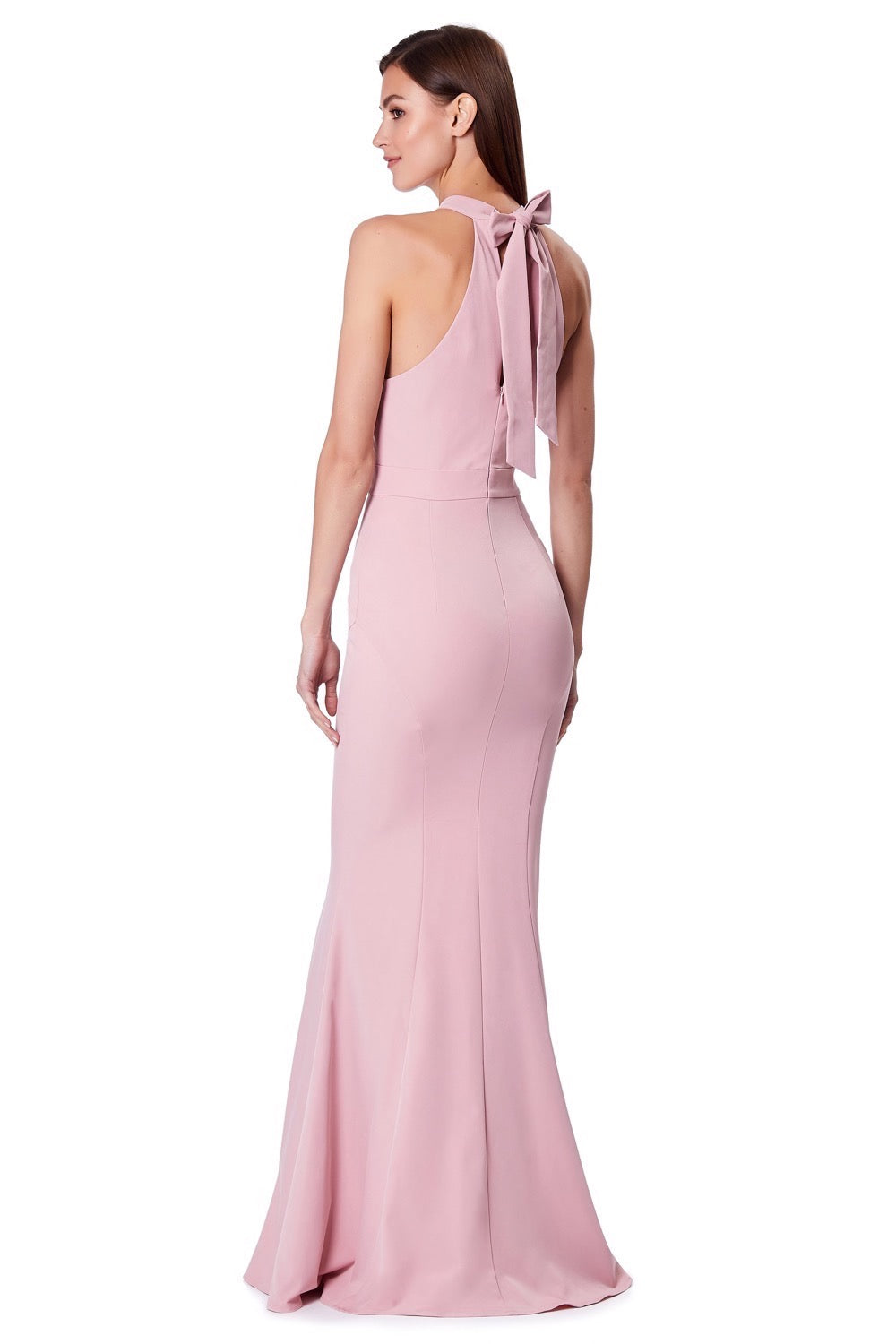 Jarlo pink halter neck fishtail maxi dress