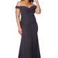 Jarlo black bardot fishtail maxi dress with thigh split and train