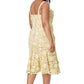 Jarlo yellow 3D Lace Midi Dress with Shoulder Straps