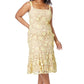 Jarlo yellow 3D Lace Midi Dress with Shoulder Straps