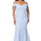 Jarlo blue bardot fishtail maxi dress