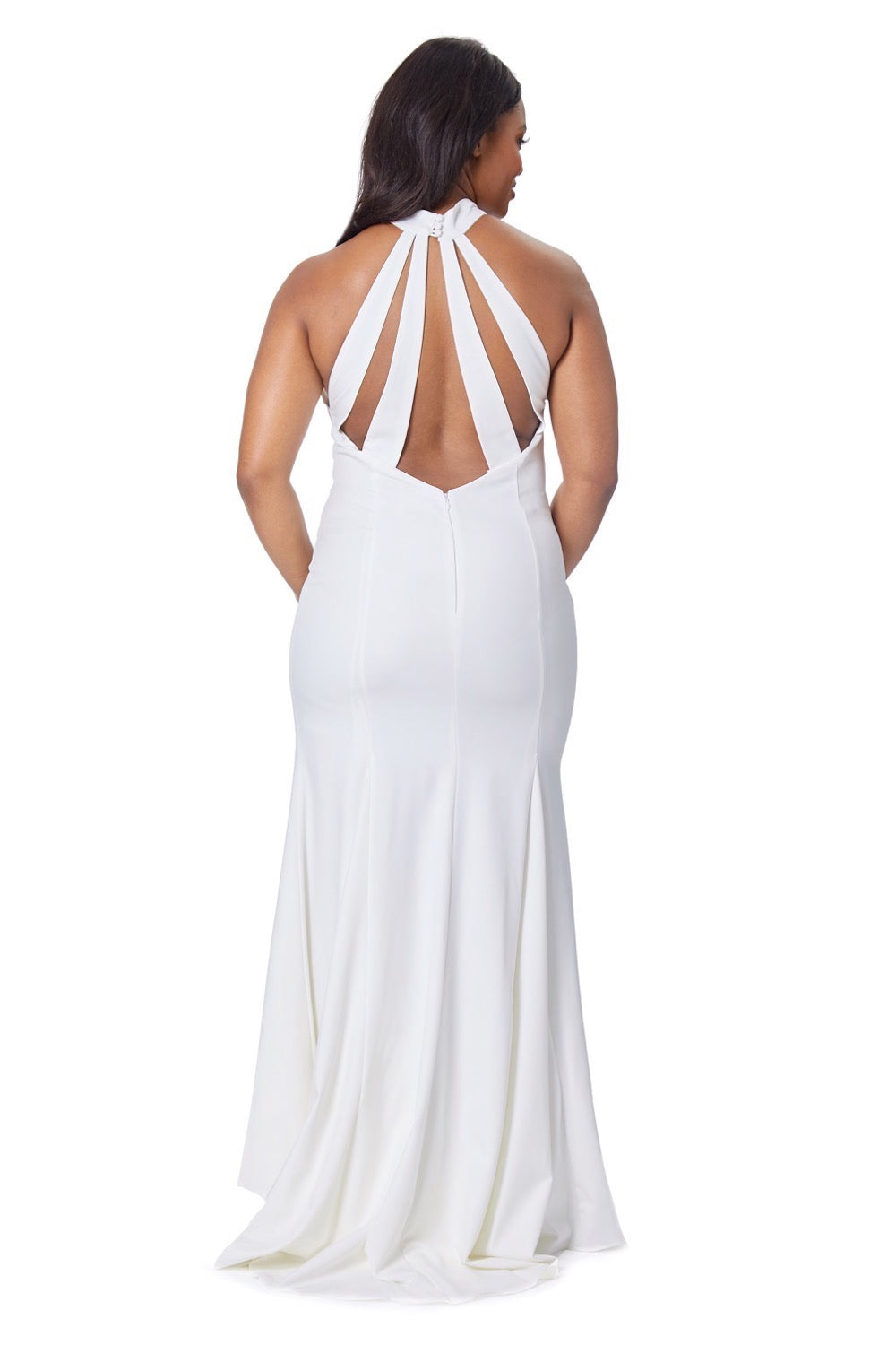 Jarlo ivory halter neck maxi dress with back strap detail