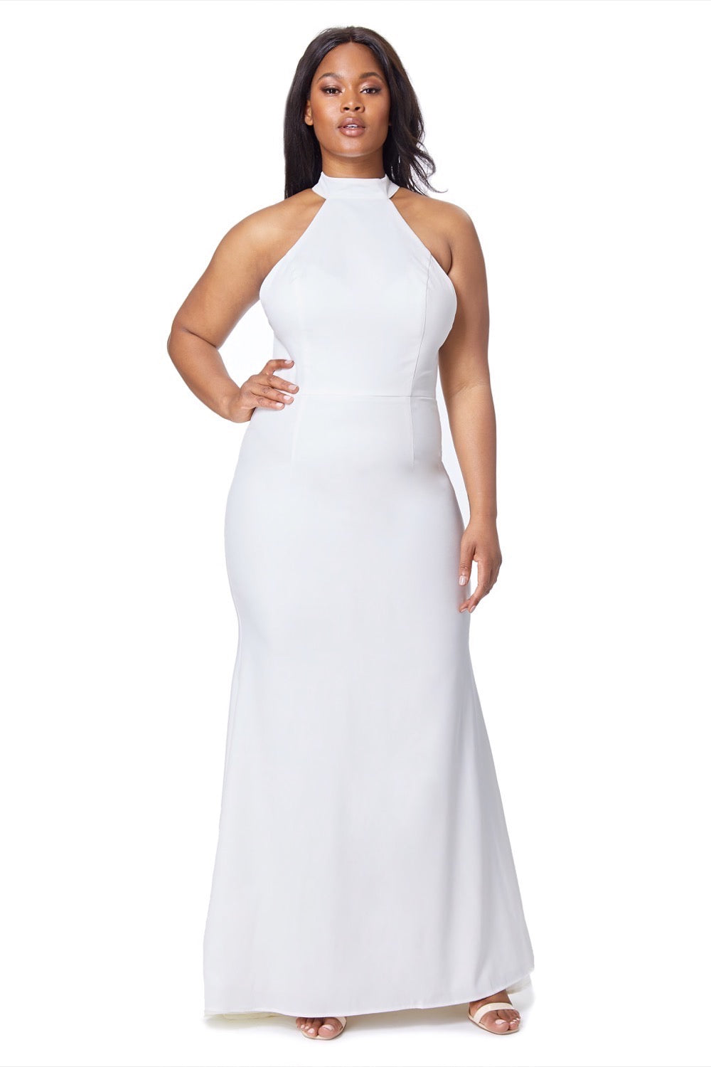 Jarlo ivory halter neck maxi dress with back strap detail