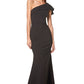 Jarlo Levine ruffle frill one shoulder black maxi dress