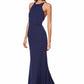Jarlo Lyssa high neck fishtail navy maxi dress with strappy back detail
