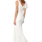 Jarlo Jacey ivory maxi dress with shoulder ruffle and thigh split