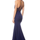 Jarlo navy high neck maxi dress with open lace back detail