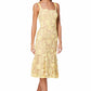 Jarlo yellow 3D Lace Midi Dress with Shoulder Straps