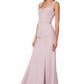 Jarlo Skylar square neck pink maxi dress with fishtail train