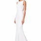 Jarlo ivory fishtail maxi dress with open lace back and button detail