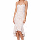 Jarlo ivory lace midi dress with high-low hem