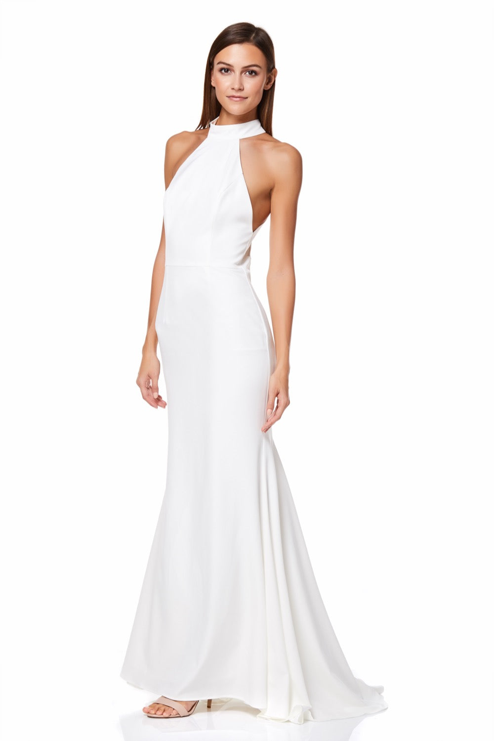 Jarlo ivory halter neck maxi dress with back strap detail