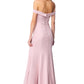 Jarlo pink bardot fishtail maxi dress with thigh split and button back