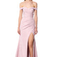 Bluebell Bardot Maxi Dress With Thigh Split And Button Back