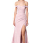 Jarlo pink bardot fishtail maxi dress with thigh split and button back