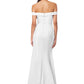Jarlo ivory bardot fishtail maxi dress with thigh split and button back