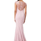 Masa Fishtail Maxi Dress with Lace Cap Sleeves and Embroidered Button Back