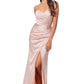 Paige Strapless Ruched Maxi Dress with Thigh High Slit