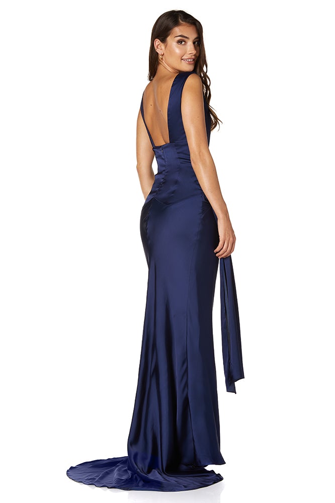 Gabriella Cowl Neck Fishtail Gown with Open Back