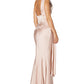 Jarlo Gabriella nude satin fishtail maxi dress with cowl neckline an open back