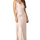 Jarlo Gabriella nude satin fishtail maxi dress with cowl neckline an open back