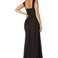 Jarlo Melody sweetheart neckline fishtail black maxi dress with side split