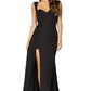 Jarlo Melody sweetheart neckline fishtail black maxi dress with side split