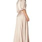 Jasmine Balloon Sleeve V Neck Wrap Tie Dress