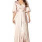 Jasmine Balloon Sleeve V Neck Wrap Tie Dress