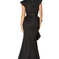Jarlo black v-neck fishtail maxi dress with hip drape