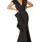 Jarlo black v-neck fishtail maxi dress with hip drape