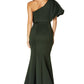 Jarlo green one shoulder maxi dress with puff sleeve