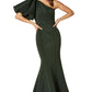Frances One Shoulder Exaggerated Puff Sleeve Scuba Maxi Dress