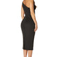 Ava Front Pleat One Shoulder Scuba Midi Dress