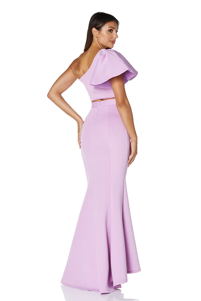 Jarlo Jess purple top and long skirt scuba co-ord