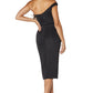 Jarlo Hanne black scuba one shoulder midi dress with side split