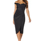 Jarlo Hanne black scuba one shoulder midi dress with side split