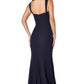 Jarlo Rebecca navy maxi dress with pleated sweetheart neckline