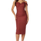 Jarlo Skye bronze midi dress with one shoulder sleeve