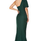 Jarlo Gianna one shoulder sleeve green maxi dress with thigh split