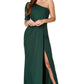 Jarlo Gianna one shoulder sleeve green maxi dress with thigh split